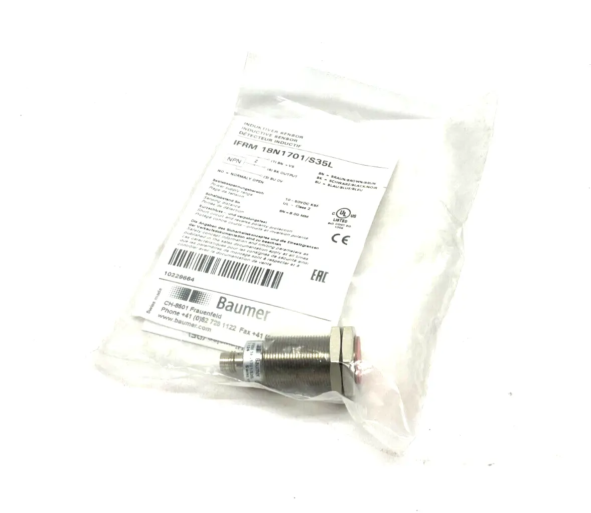 NEW BAUMER INDUCTIVE PROXIMITY SWITCH QUASI-FLUSH MOUNT