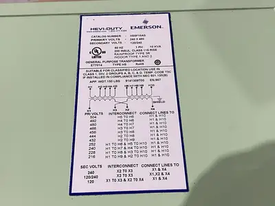 New | in-Stock EMERSON, SOLA HD ENCAPSULATED TRANSFORMER 10KVA 240X480-120/240 Transformers | Maverick Industrial Sales #1100627