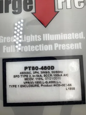MCG Surge Free PT80-480D, 480VAC, 30A 3 PH, 3W&G Surge Protection
