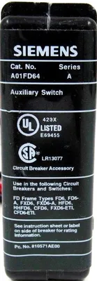 USED SIEMENS A01FD64 AUXILIARY SWITCH SERIES A