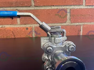USED HINLINE STAINLESS STEEL BALL VALVE  W/ 3/4" SANITARY FITTING