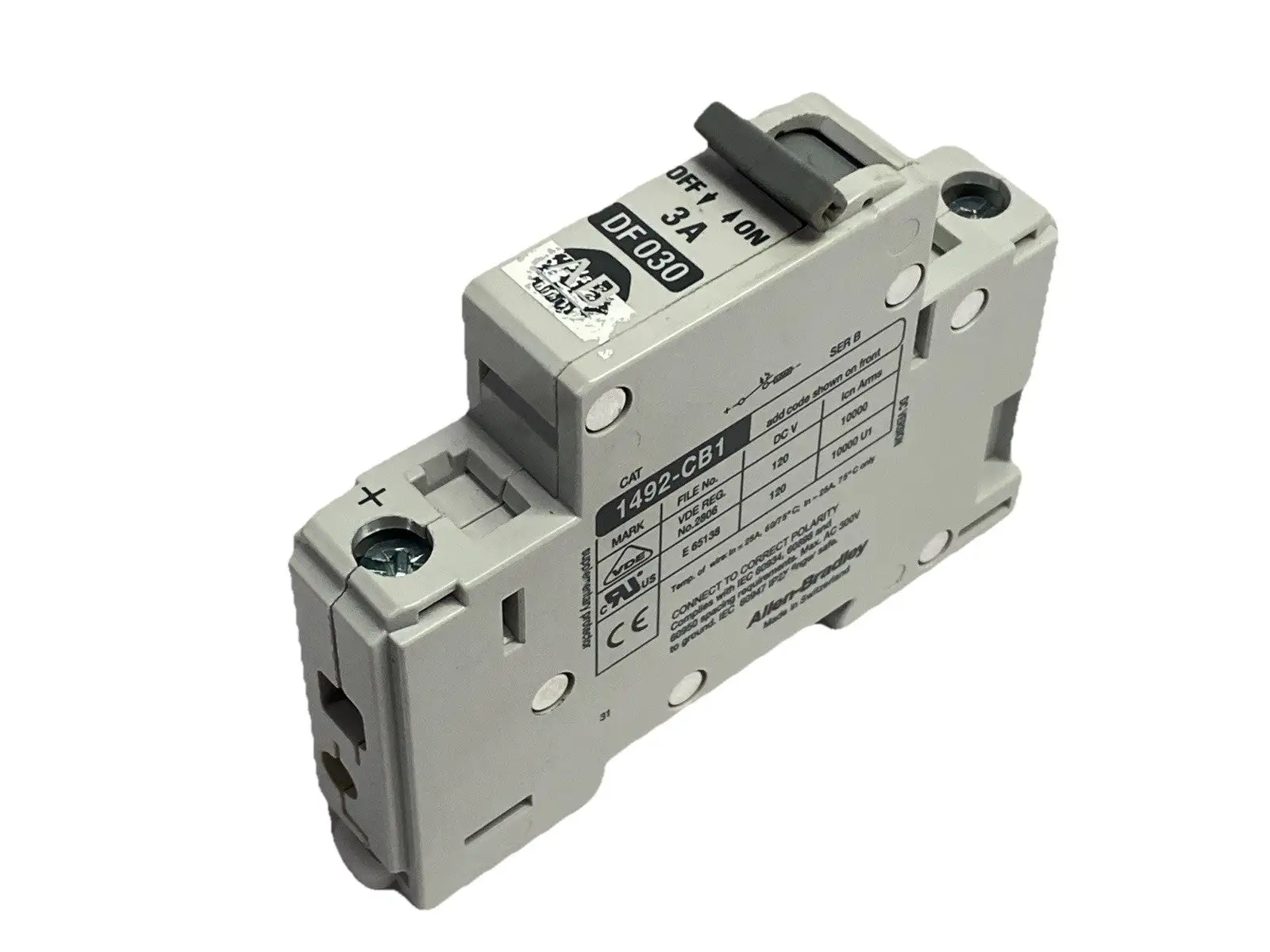 1492-CB1DF030 | Allen Bradley  Ser B Circuit Breaker 1-Pole 3A 300V - Used