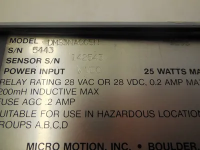 MICRO MOTION DMS3NA0CSN DENSITY MONITORING SYSTEM