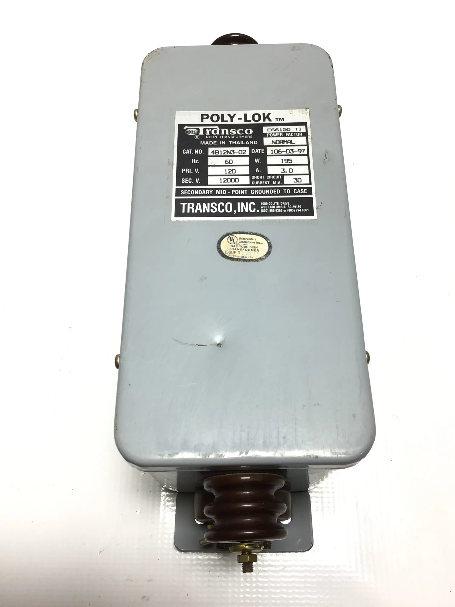 Transco POLY-LOK Voltage Transformer 4B12N3-02