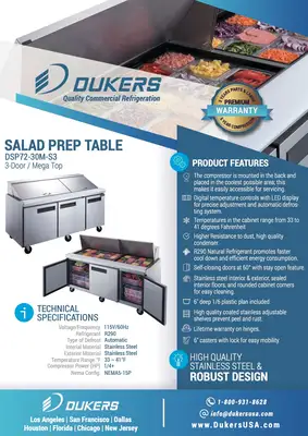 New | in-Stock Dukers _UNKNOWN_ Food Prep Tables Illinois US | Falcon Restaurant Supply #1376876