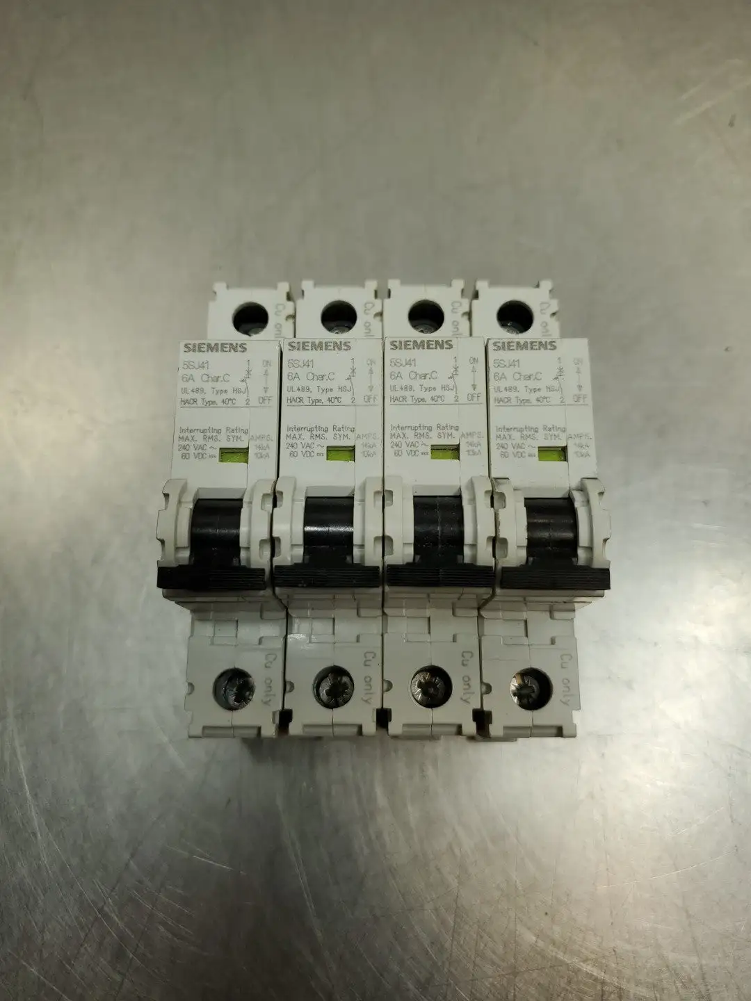USED Siemens 5SJ4106-7HG40 Circuit Breaker, 6A, 1P, 240VAC, 60VDC, Lot of 4