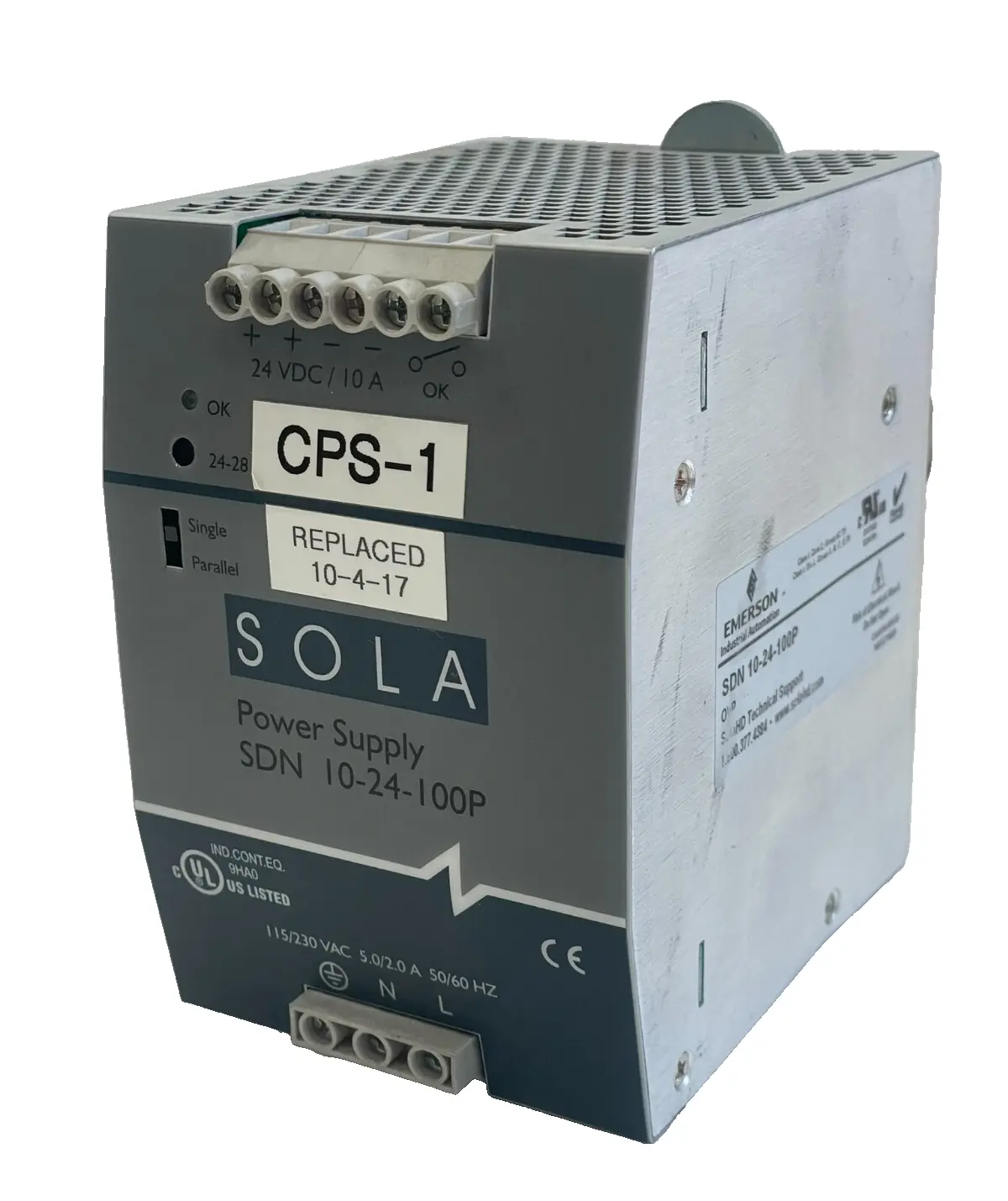 USED EMERSON SOLA HD SDN10-24-100P POWER SUPPLY SDN1024100P