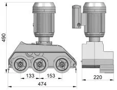 Steff 2034 3-Roll 4-Speed Feeder With Stand