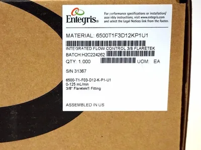 NEW ENTEGRIS 6500-T1-F03-D12-K-P1-U1 FLOW CONTROL 6500T1F03D12KP1U1