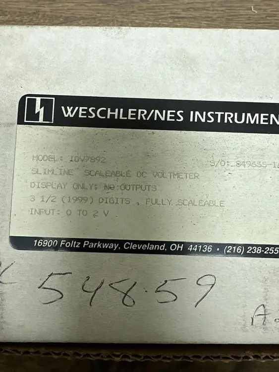 Used WESCHLER/NES INSTRUMENTS IDV7892 Voltmeters Ohio US | Surplus Asset Holdings #1227809