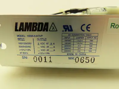 Lambda HSB5-3.0/OVP Power Supply 5VDC 3A Output