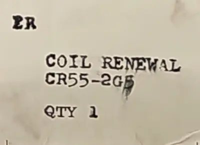 General Electric 55-2G5 55-9G5 Coil renewal. Loc4C22