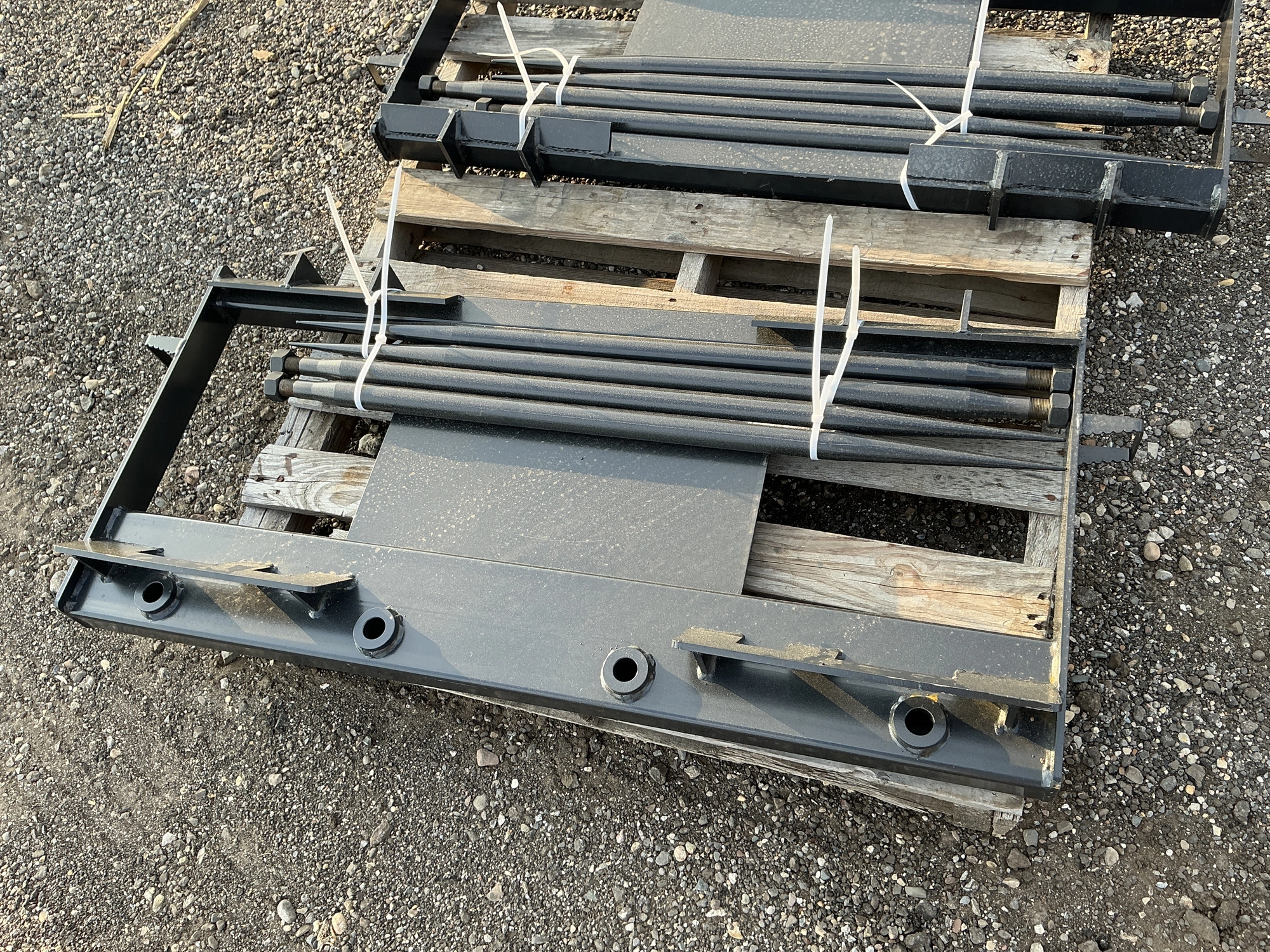 New JCT Bale Spear Skid Steer Attachment, Universal Quick Attach, Has Four Spears that Stick Out App...