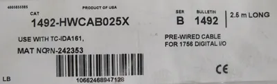 NEW ALLEN BRADLEY 1492-HWCAB025X CABLE ASSEMBLY SER.B 1492HWCAB025X