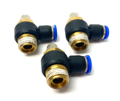USED SNS PNUEMATIC FLOW THROTTLE/SPEED CONTROL ELBOW VALVE FITTING 10MM TUBE