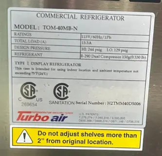 75-0011 Turbo Air TOM-40MB-N Open Air Cooler