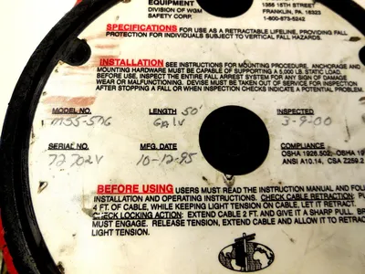 MILLER EQUIPMENT M55-50G RETRACTABLE LIFELINE 50' LENGTH M5550G