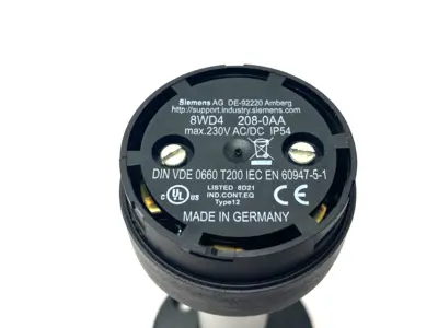 USED SIEMENS STACK LIGHT ELEMENT BASE MODULE 50MM BLACK W/ 4" POLE