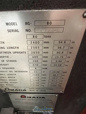 Used AMADA RG-80 Press Brakes California US | Sterling Machinery Exchange #1465711