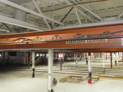 Cleveland Tramrail P&H 1 Ton Single Girder Underhung Bridge Crane 45' 10" Span