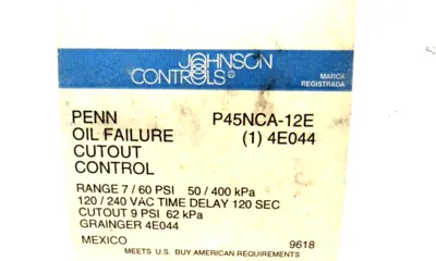USED JOHNSON CONTROLS P45NCA-12E OIL FAILURE CUTOUT CONTROL P45NCA12E
