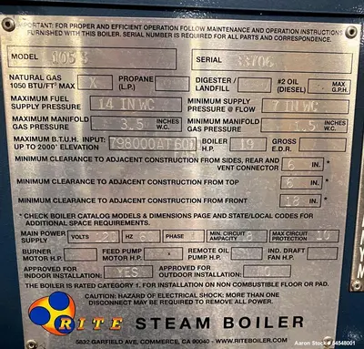 Used RITE 105 S Boilers Illinois US | Aaron Equipment #1287069