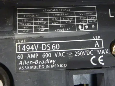 USED ALLEN BRADLEY 1494V-DS60 SER A