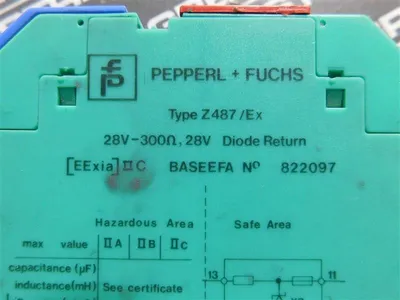 Pepperl Fuchs Z487/Ex Diode Return Module BASEEFA No 822097 28V-300Ω 28V Used