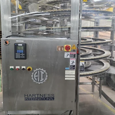 Hartness Dynac 6400Q Vertical Accumulation Conveyor Spiral First-In First-Out (FIFO) Accumulation Line # 5573