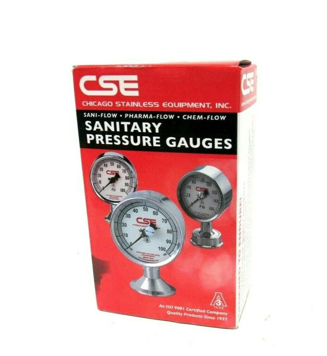 NEW CHICAGO STAINLESS EQUIPMENT 3S-D-15Q-NF-BT-SS PRESSURE GAUGE 3SD15QNFBTSS