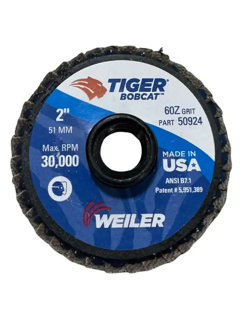 Weiler TIGER 2" Quick-Change Flap Discs 60 Grit Zirconia S-Mount 10 Pack