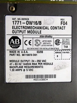 Allen Bradley 1771-OW16/B PLC-5 Electromechanical Contact Output Module F04 Used