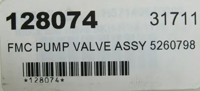 NEW FMC 5260798 PUMP VALVE ASSEMBLY 128074