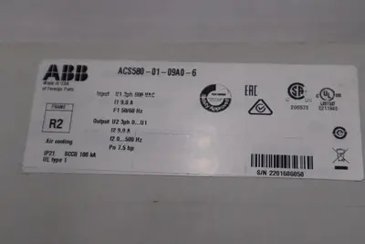 ACS580-01-09A0-6 AC DRIVE SERIES GENERAL PURPOSE 3 PHASE 5 HP - STOCK GF-301