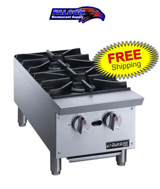 New | in-Stock Dukers New Dukers DCHPA12 Hot Plate with 2 Burners Hot Plates Illinois US | Falcon Restaurant Supply #1376248
