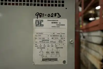 45 KVA 600H to 208X/120V Isolation Multi-tap Transformer