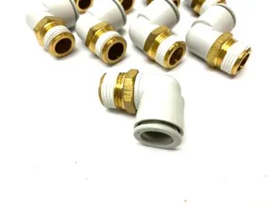 USED SMC PNEUMATIC ELBOW FITTING MALE 1/2" BSPT 16MM TUBE