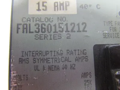 Square D FAL360151212 15Amp 3Pole Circuit Breaker w Aux Switch