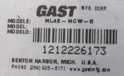 NEW GAST NL42-NCW-6 AIR MOTOR NL42NCW6