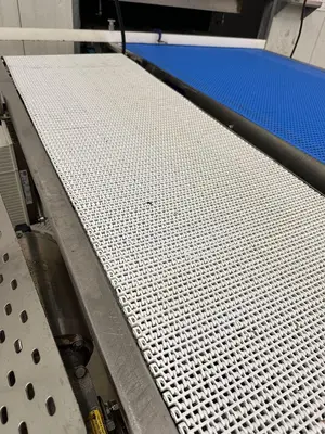 KLEENLINE STAINLESS STEEL VARIABLE SPEED CONVEYOR BELT SYSTEM FOOD GRADE