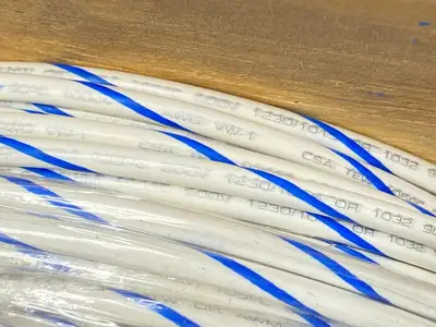 NEW AMERICAN WIRE MTW AND UL LEAD WIRE WHITE/BLUE 600/1000V 500FT SPOOL