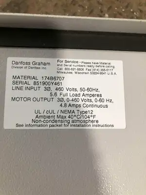 Danfoss VLT 6004 HVAC Frequency Converter 460V 3HP 0-1000Hz 3PH