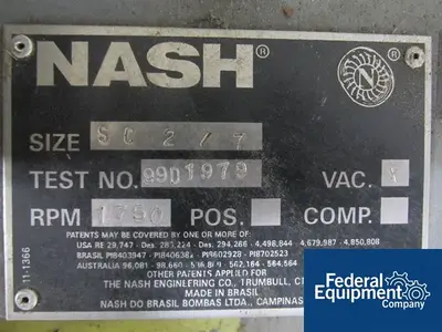 USED Nash Nash Vacuum Pump System, Model SC 2/7, C/S, 200 CFM, 10 HP, (2)