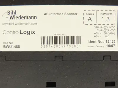 Bihl Wiedemann BWU1488 AS-Interface Scanner Series A F/W Rev 1.3 ControlLogix