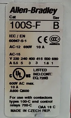 Allen-Bradley 100S-C37EJ04C (Complete Device) Safety Contactor. 4E-19