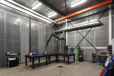 USED HÜWA NOISE PROTECTION CABIN WITH INDOOR CRANE