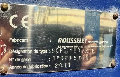 Rousselet Robatel SCPC 120 VXTE textile hydro extractor, SS.