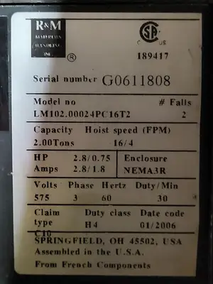 USED R&M MATERIALS HANDLING LM102.00024PC16T2