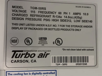USED TURBO AIR TGM-50RS