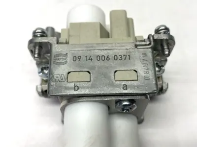 USED HARTING HAN HV MODULE W/ 09300060301 BULKHEAD MOUNT HOUSING